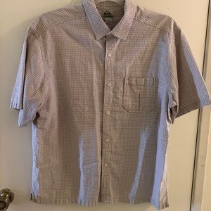 Tan and White Plaid Quiksilver Shirt